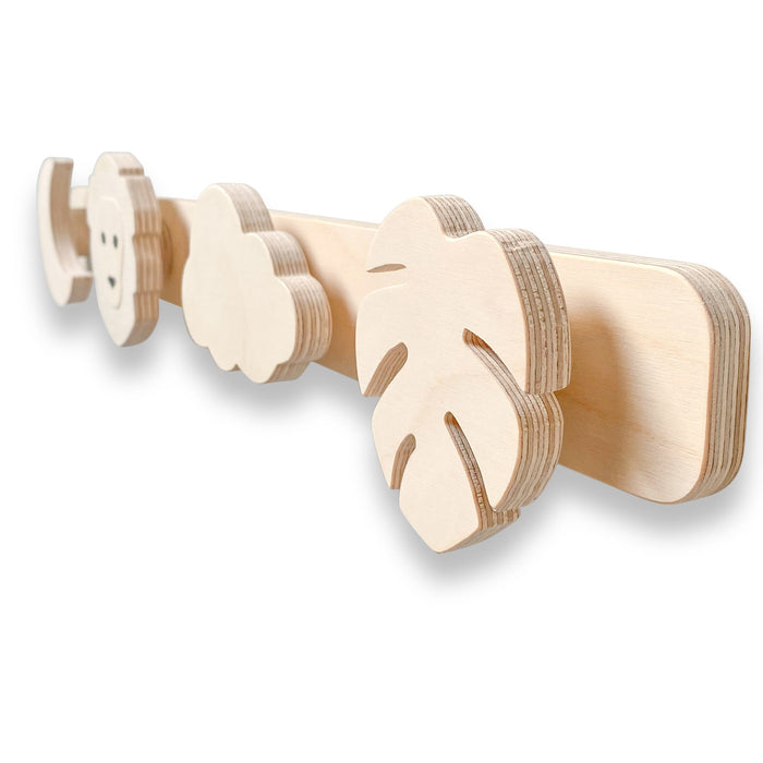 Houten kapstok kinderkamer | Jungle - blank