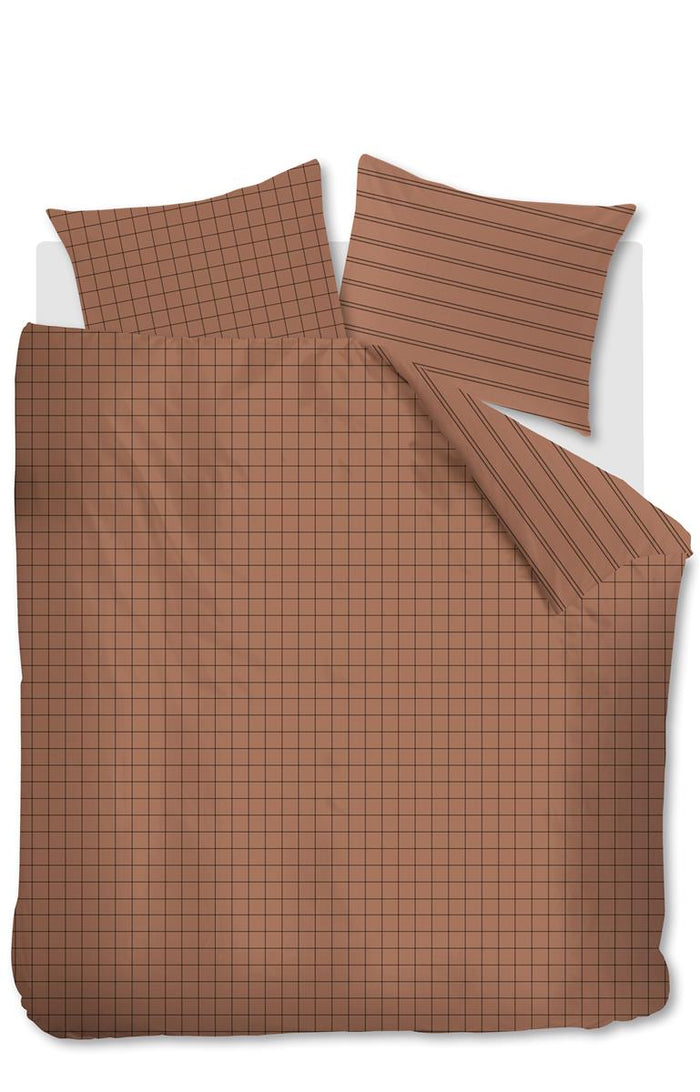 vtwonen Grid  Dekbedovertrek - 200x200|220 - Steenrood