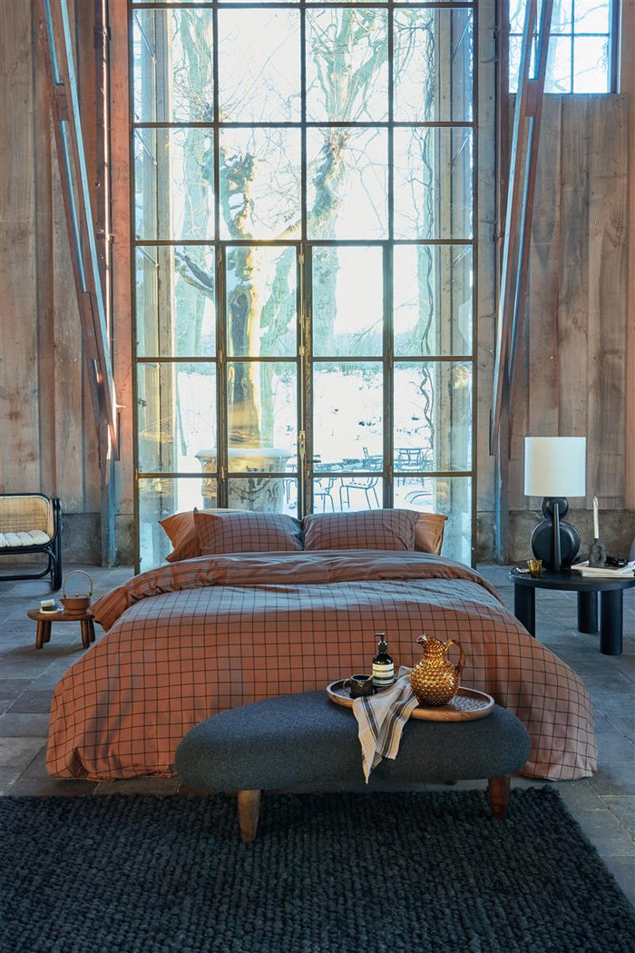 vtwonen Grid  Dekbedovertrek - 200x200|220 - Steenrood