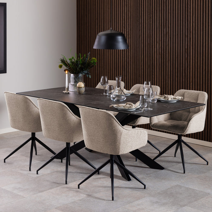 by fonQ  Lopin Eetkamerstoel - Beige - Kruispoot