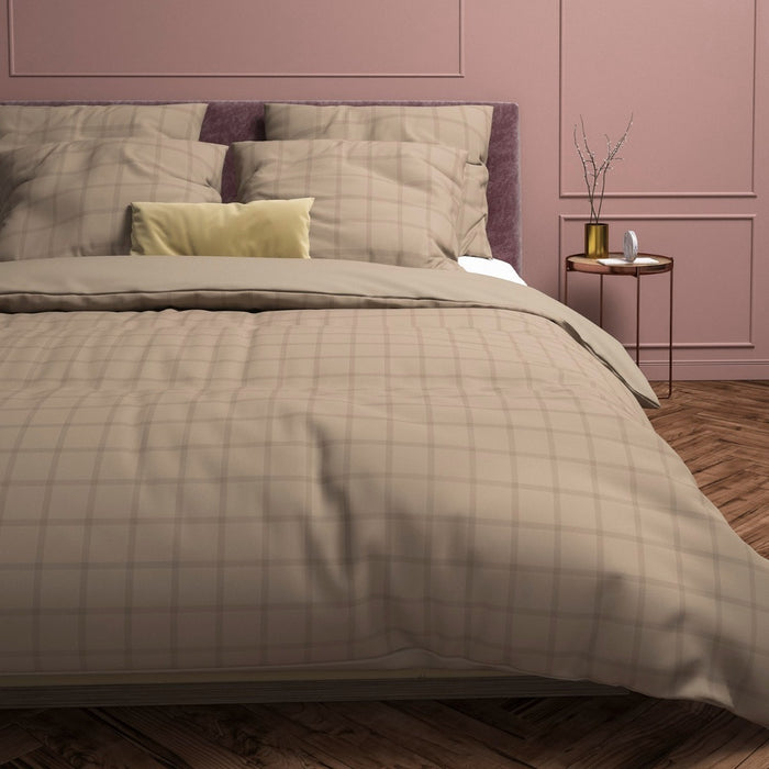 Heckett Lane Dekbedovertrek Katoen Satijn Diamant - taupe grey