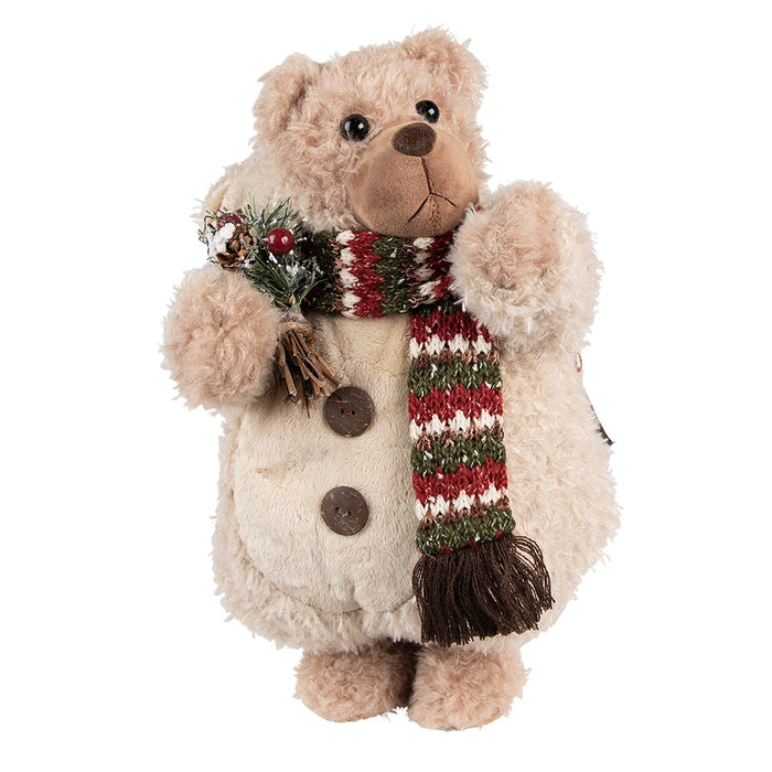 Clayre & Eef Kerstdecoratie Beer 38 cm Beige Bruin Kunststof