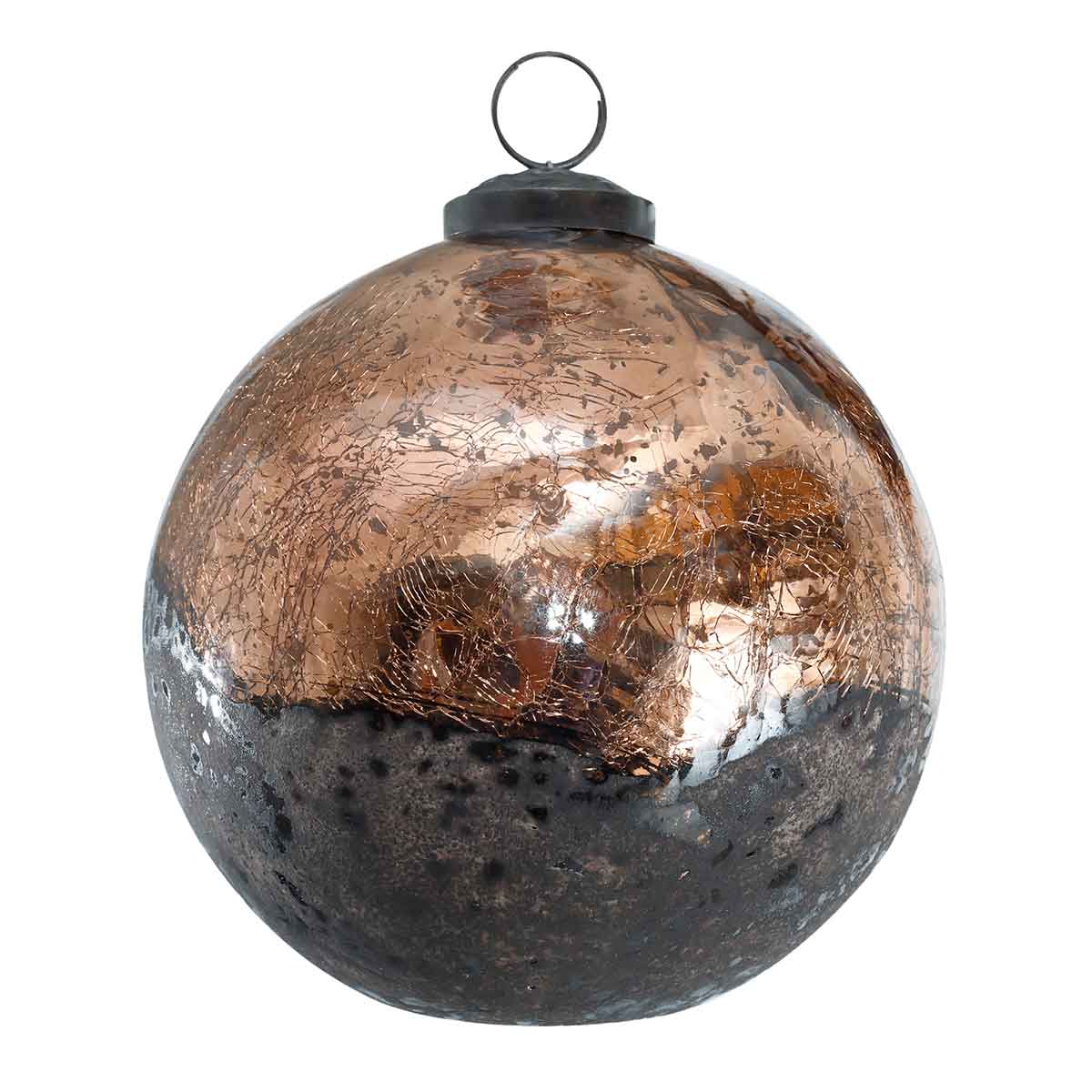 PTMD Indy Kerstbal Antiek - H12 x Ø12 cm - Glas - Koper