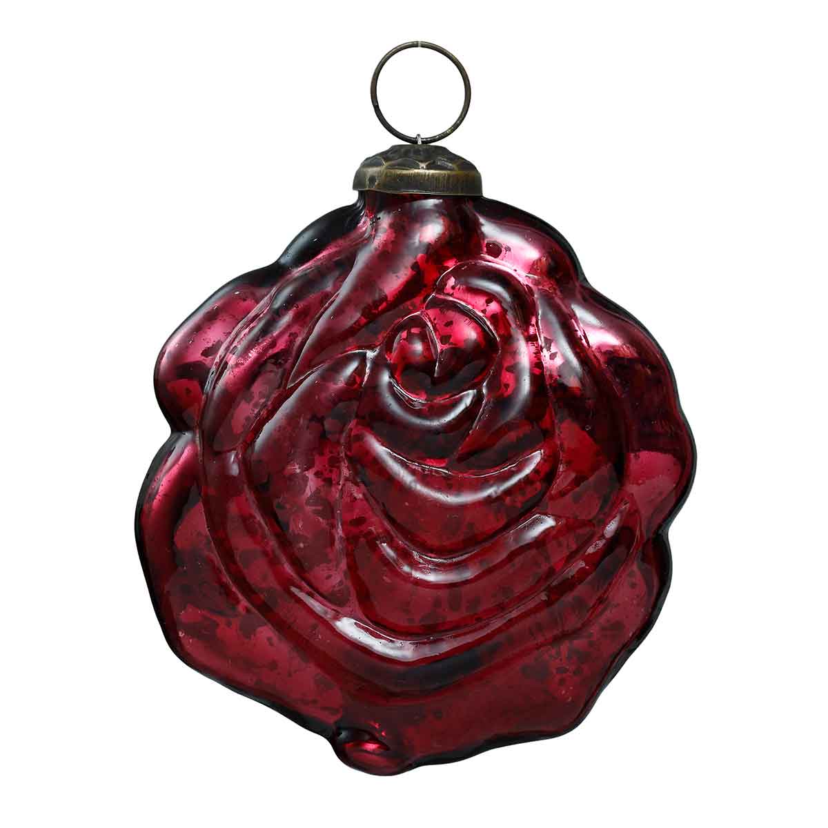 PTMD Liv Kerstbal Roos - H10 x Ø10 cm - Glas - Wijnrood