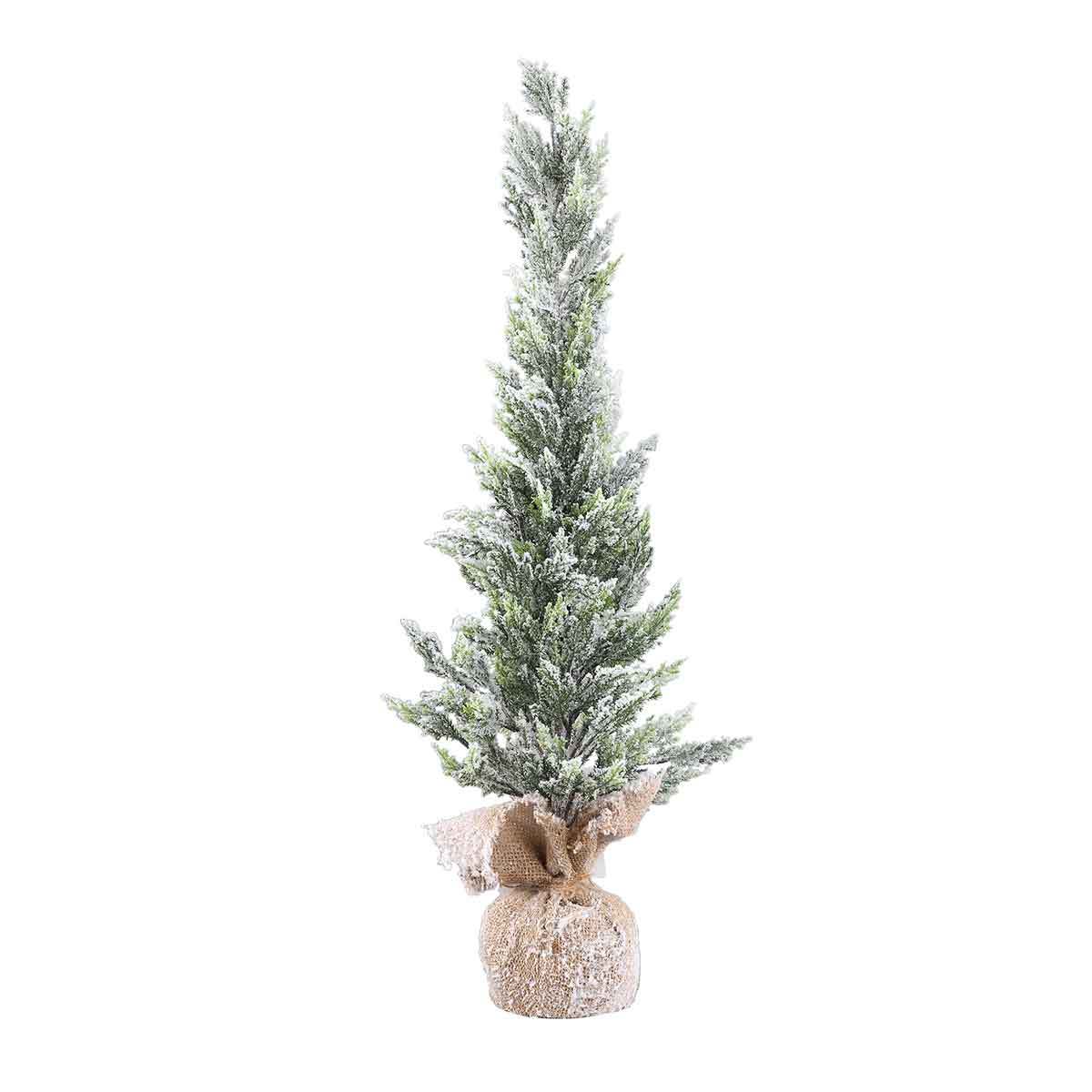 PTMD Abies Kunstkerstboom Jute Zak - H75 x Ø25 cm - PE - Besneeuwd