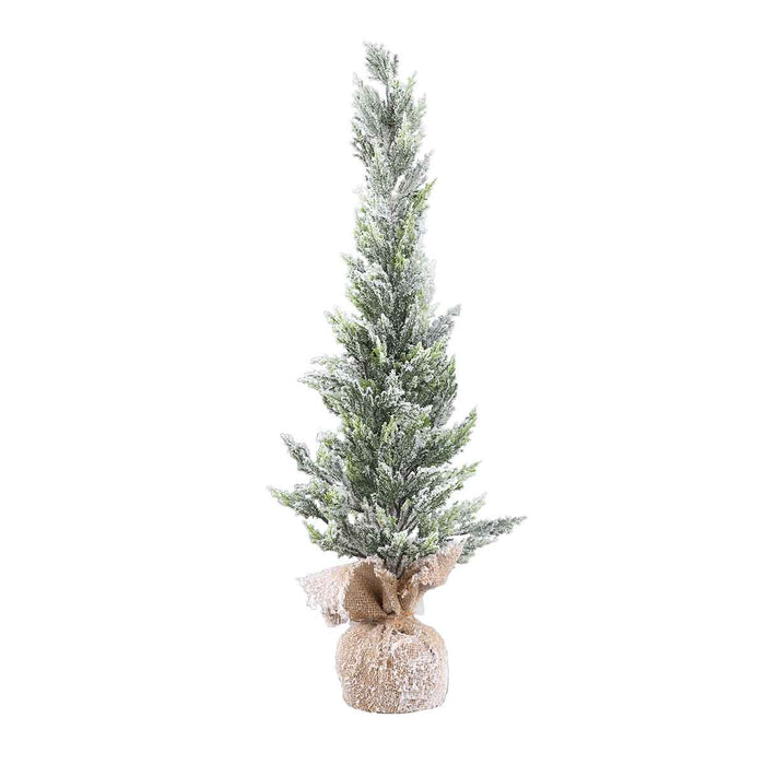 PTMD Abies Kunstkerstboom Jute Zak - H75 x Ø25 cm - PE - Besneeuwd