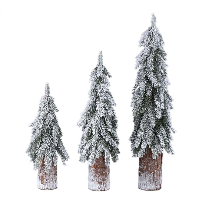 PTMD Kerstversiering Sneeuw Boom Dudley - 18x18x57 cm - Hout - Groen