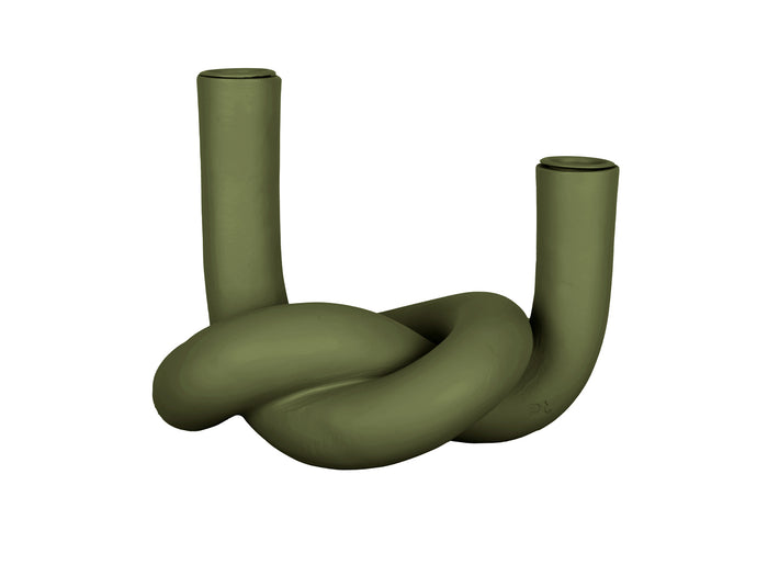 present time - Kandelaar Knot Dubbel - Groen - 13,6x14,8x18,3 cm