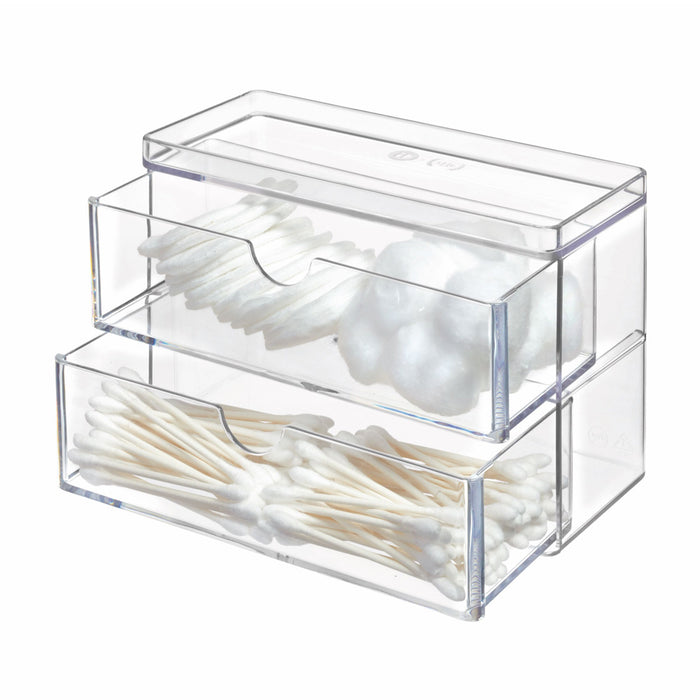 Mini Ladekastje, 2 Lades, 17.8 x 7.6 x 11.4 cm, Kunststof, Transparant