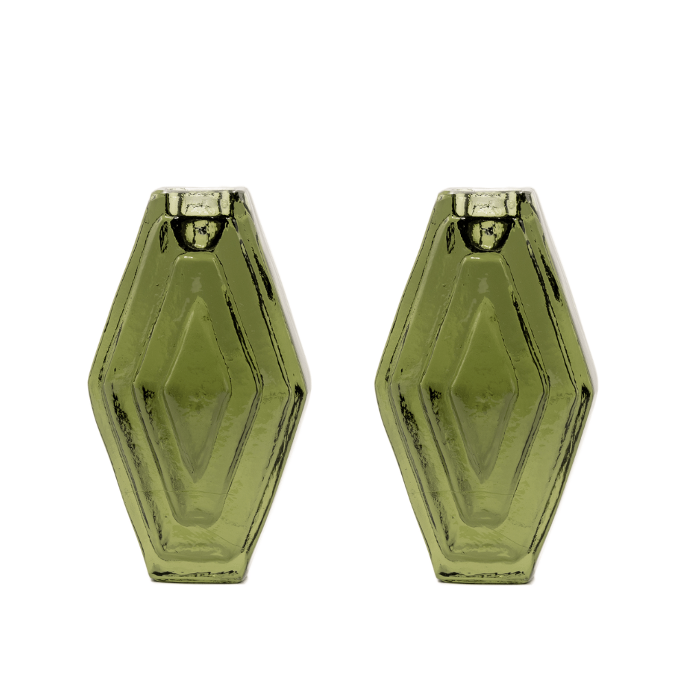 Brût Homeware, Set van 2 Kaarshouder Hexagon, smokey green