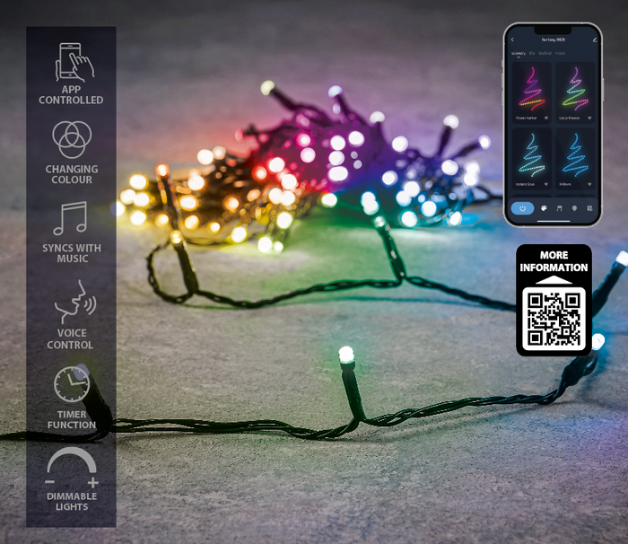 Luca Smart Lighting Kerstboomverlichting met 50 LED – L500 cm – RGB