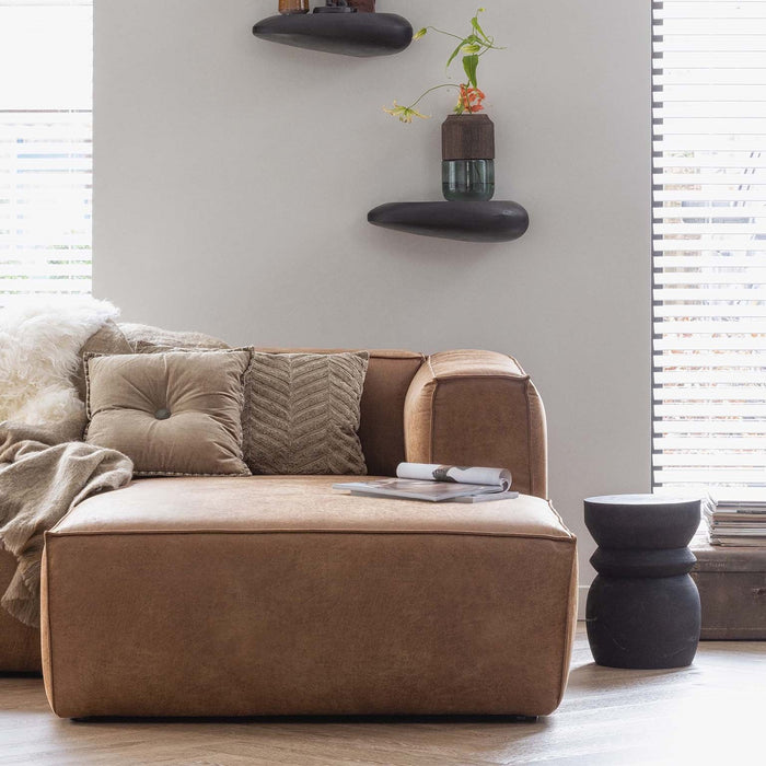 WOOOD Bean Hoekbank met Chaise Longue Rechts - Eco-leder - Cognac