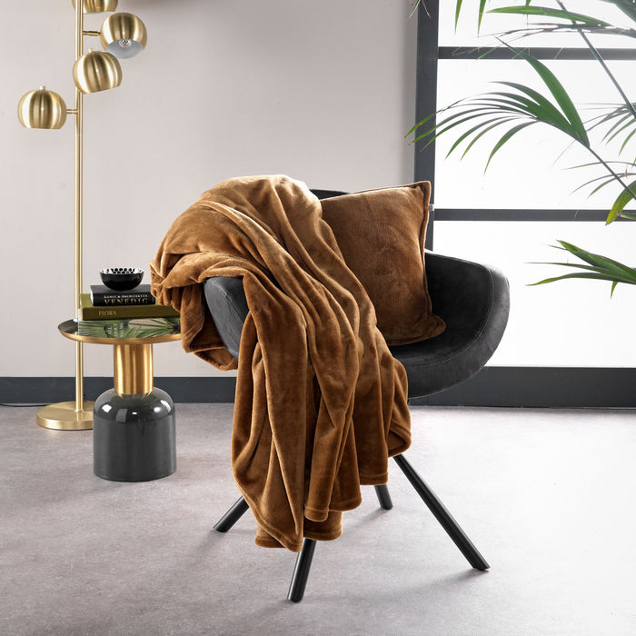 Dutch Decor plaid CHARLIE - 200x220 cm Tobacco Brown
