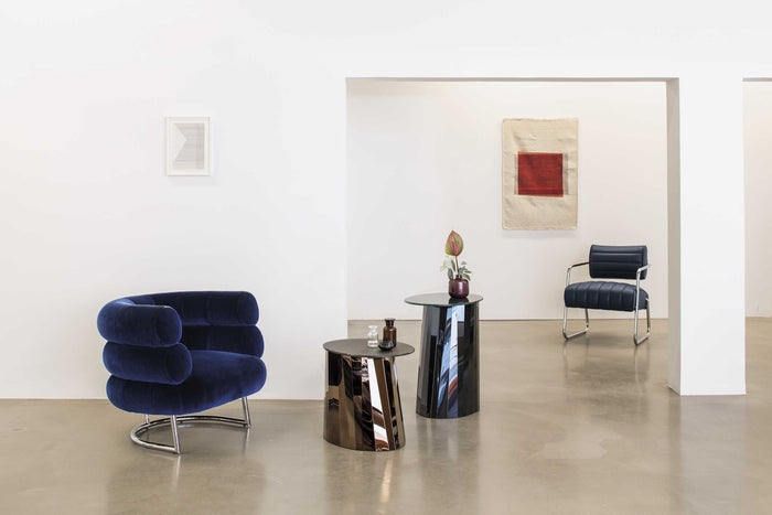 ClassiCon Pli High bijzettafel 53x42 blauw, tafelblad glanzend