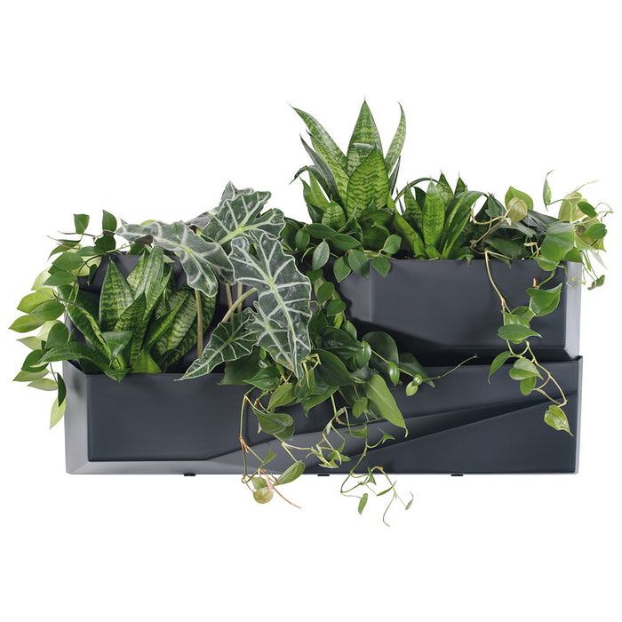 Prosperplast Hangende Plantenbakken - 2x - 78x19x35cm - grijs