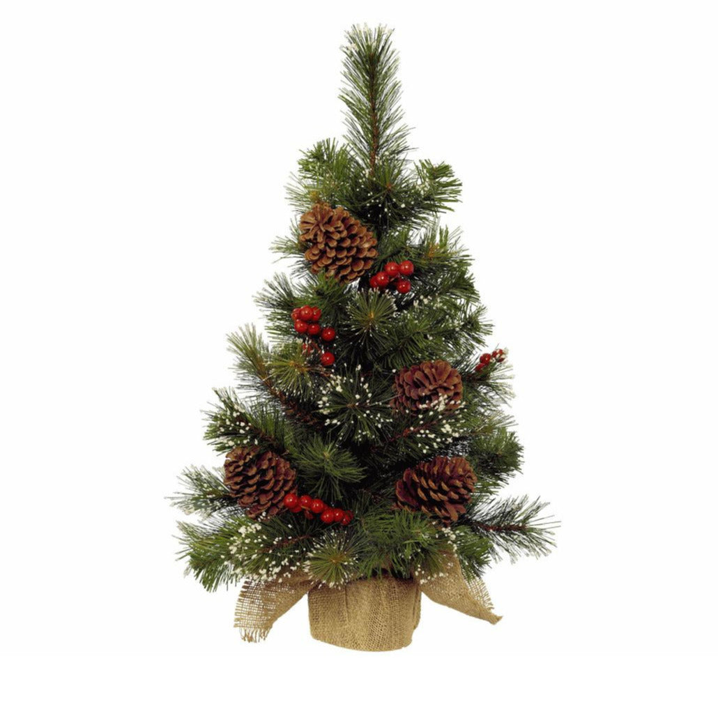 Everlands Kerstboom - kunst - mini - inclusief versiering - 45 cm