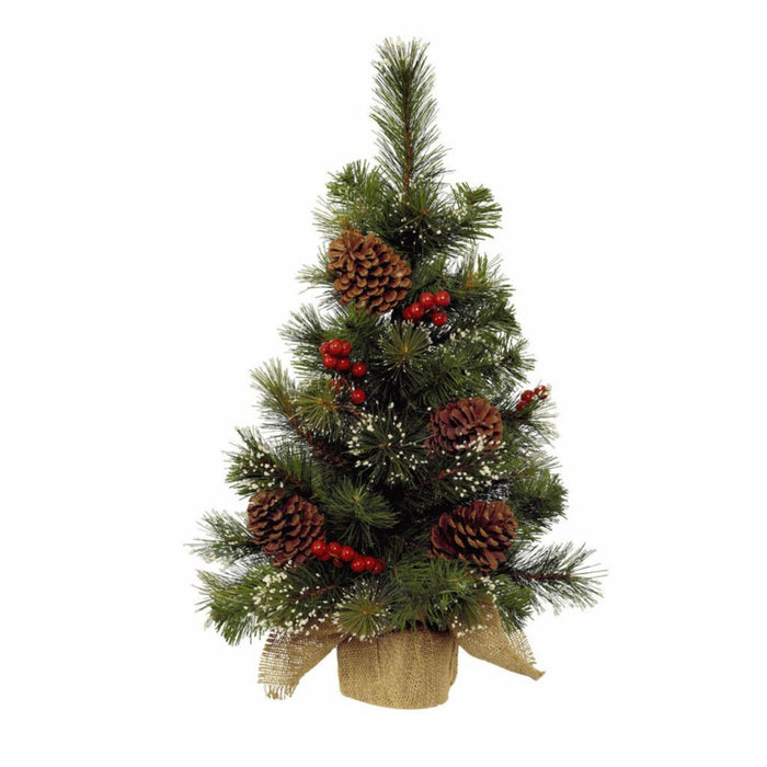 Everlands Kerstboom - kunst - mini - inclusief versiering - 60 cm