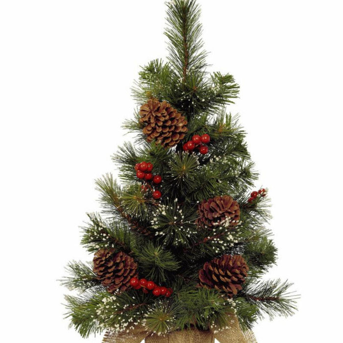 Everlands Kerstboom - kunst - mini - inclusief versiering - 60 cm
