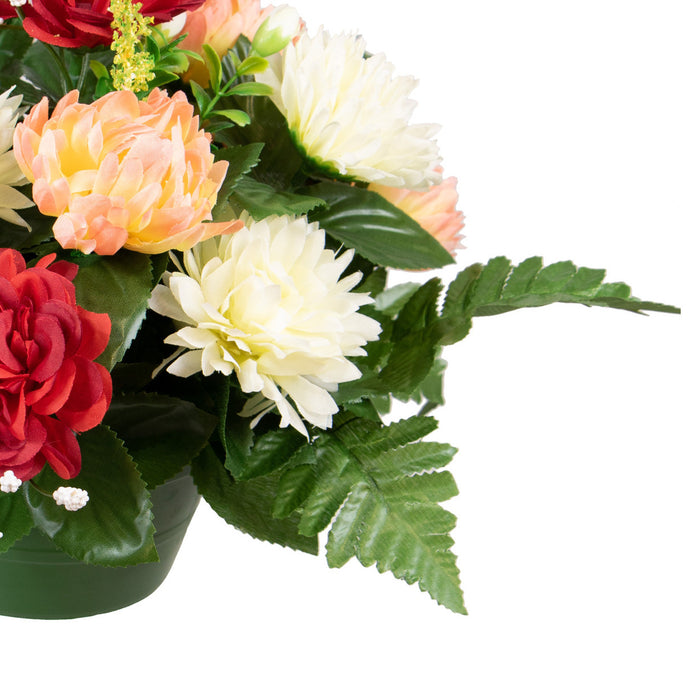 Louis Maes Kunstbloemen crysanten in pot - kleurenmix - D30 x H24 cm