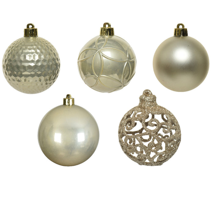 Bellatio decorations Kerstballen - 37x st - champagne - 6 cm