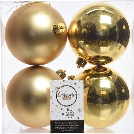 Decoris Kerstballen - 4x st - goud - 10 cm - kunststof