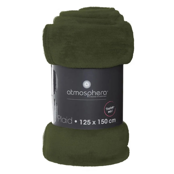 Atmosphera Plaid deken - olijfgroen - polyester - 125 x 150 cm