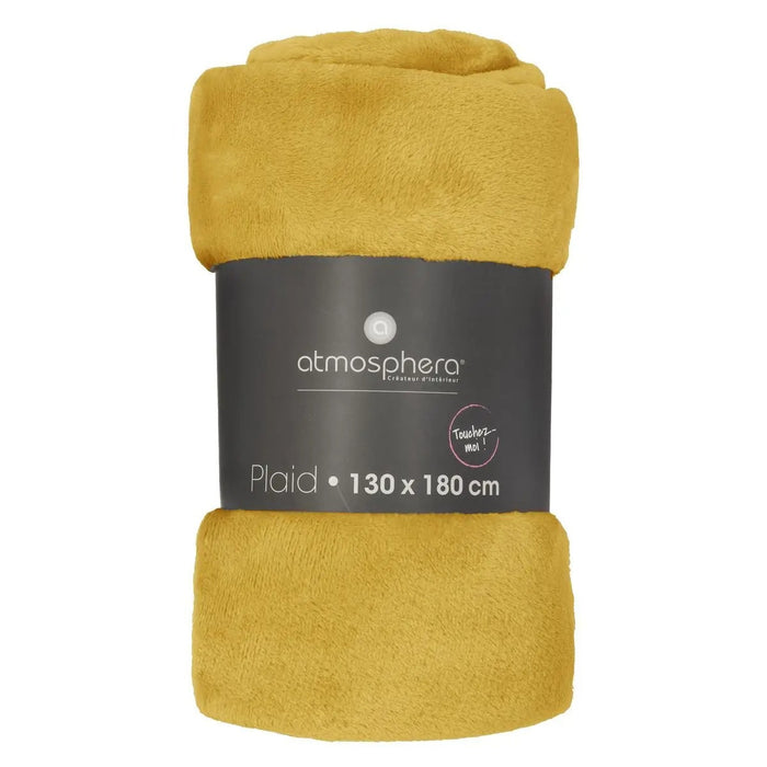 Atmosphera Plaid deken - okergeel - polyester - 130 x 180 cm