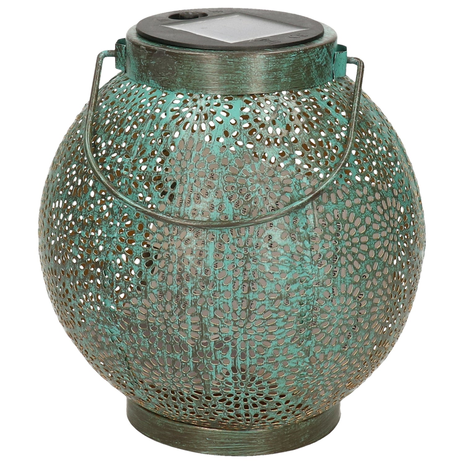 Anna's collection Solar lantaarn - turquoise - metaal - 14 x 16 cm
