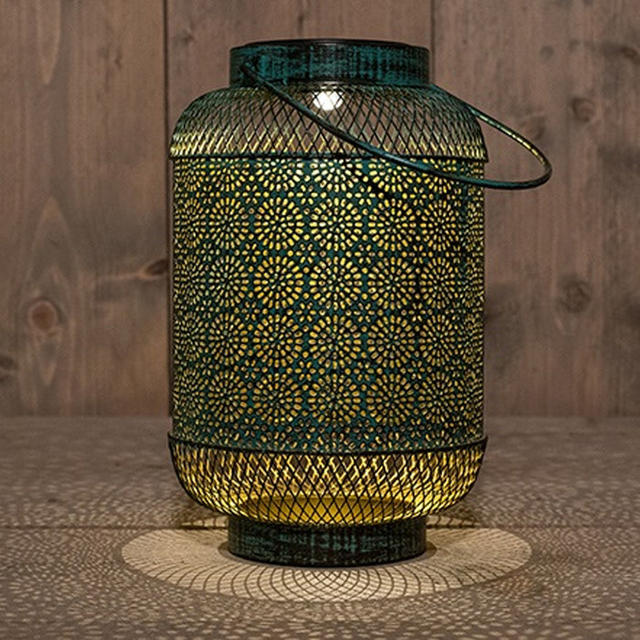 Anna's collection Solar lantaarn - turquoise - metaal - 16 x 26 cm
