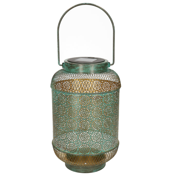 Anna's collection Solar lantaarn - turquoise - metaal - 16 x 26 cm