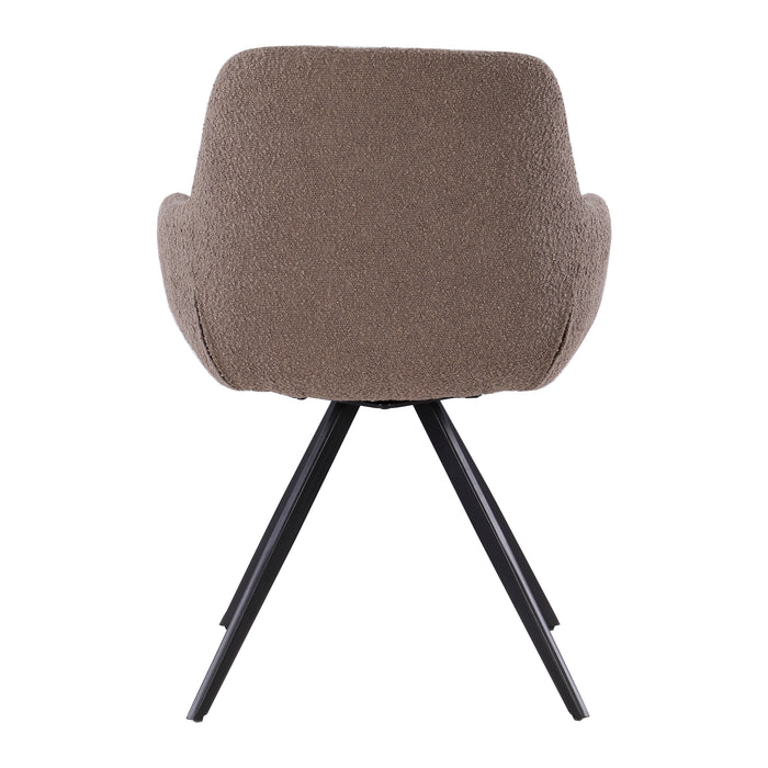 Livingfurn - Giga Meubel - Eetkamerstoel Doreen Bouclé Bruin Draaibaar