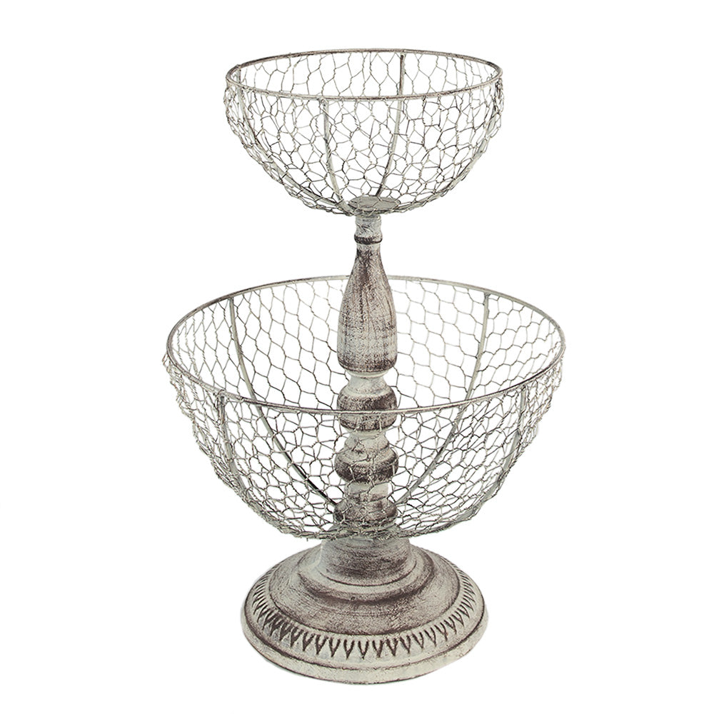 Clayre & Eef Etagère 2 laags Ø 30x44 cm Beige IJzer