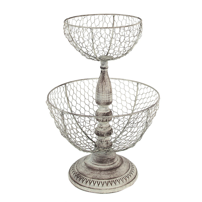 Clayre & Eef Etagère 2 laags Ø 30x44 cm Beige IJzer