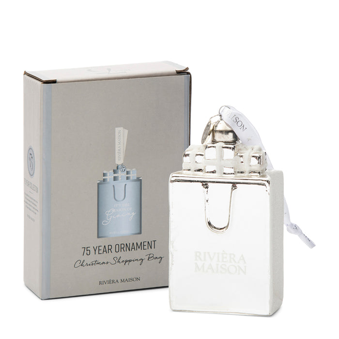 Riviera Maison Kerstbal Zilver, Shop tas - Christmas Shopping Bag