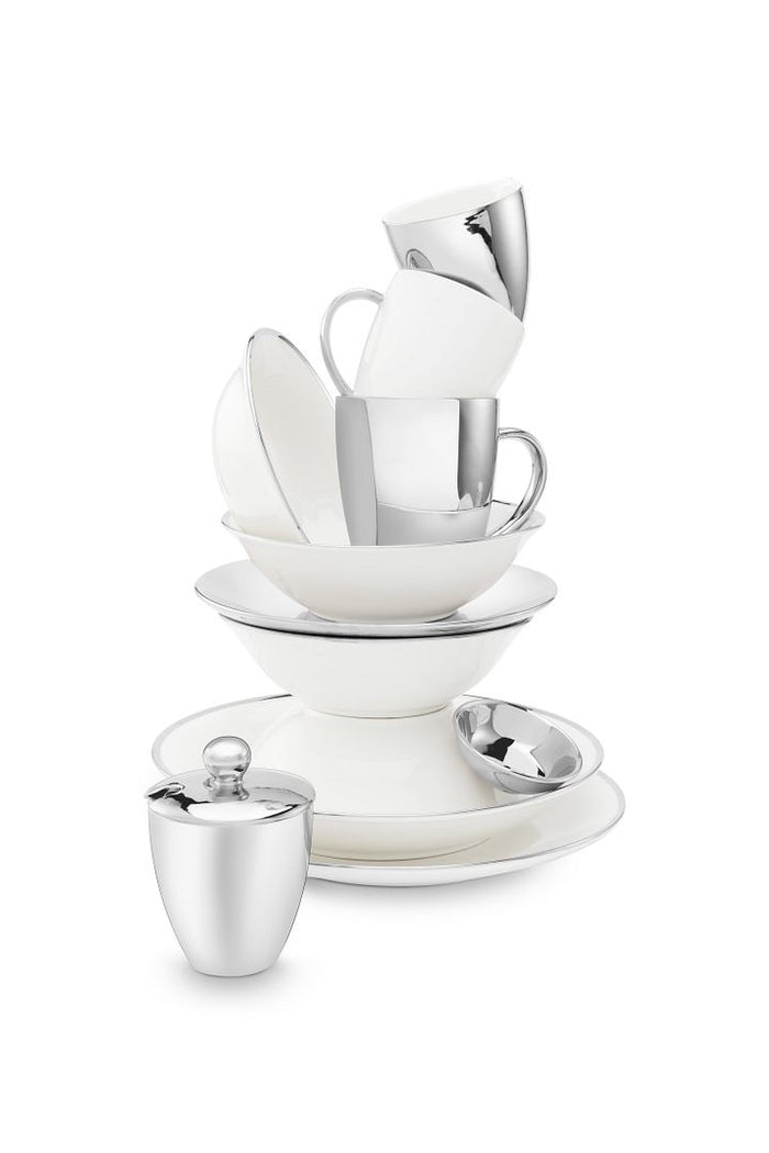 vtwonen Mokken met oor - Wit - Zilver - Set van 6 - 250ml