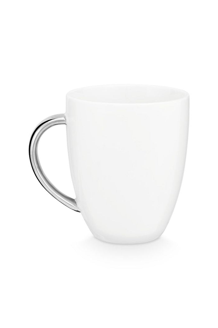 vtwonen Mokken met oor - Wit - Zilver - Set van 6 - 250ml
