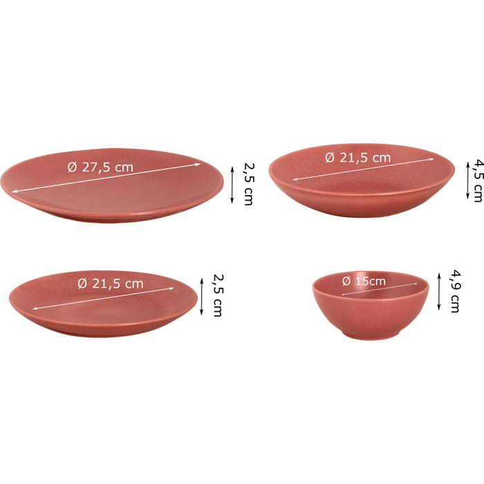 Mammoet Serviesset Spirit Stoneware 6-persoons 24-delig Rood