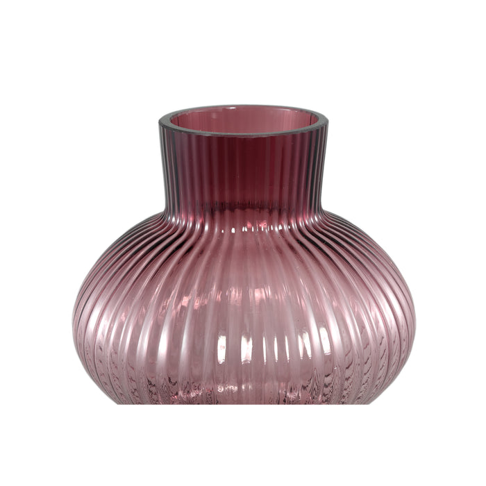 PTMD Anouk Purple solid glass vase ribbed round high