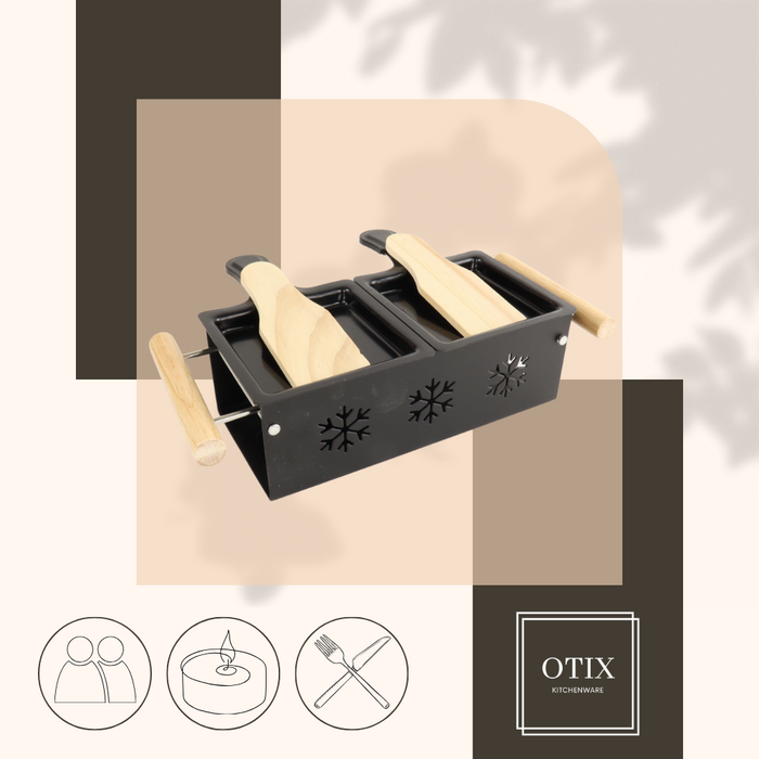OTIX Raclette Set 2 Personen Kaas Grill Gourmetstellen Zonder Stekk...