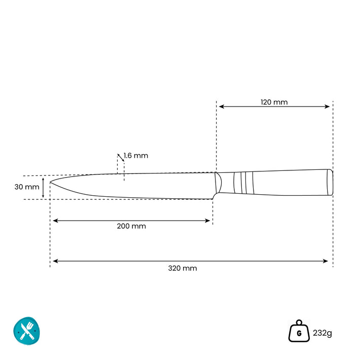 Shinrai Japan - Micarta Jewels - Damascus Vleesmes 20 cm