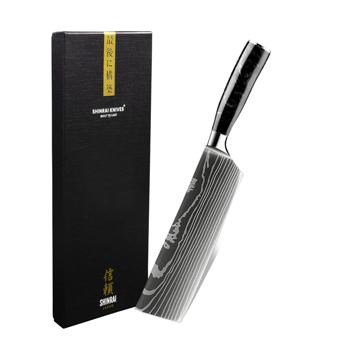 Shinrai Japan - Japanse Damascus Print Onyx Epoxy - Nakiri mes