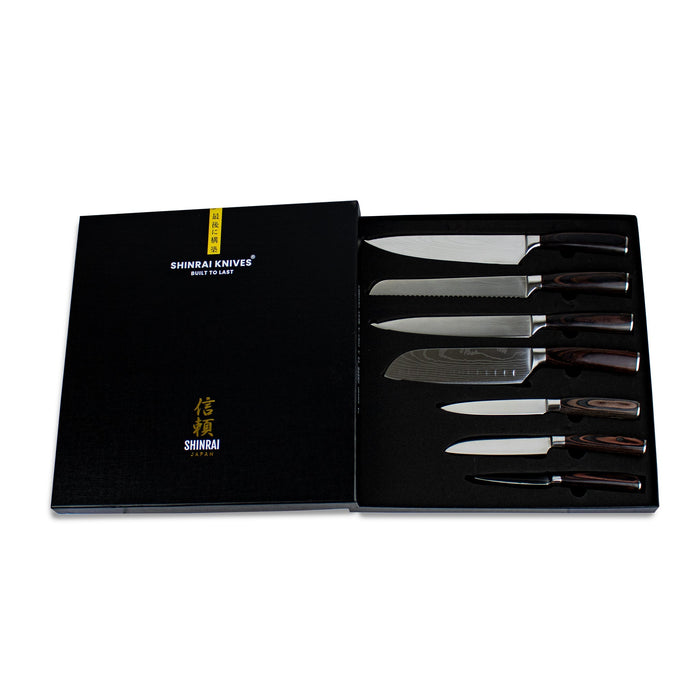 Shinrai Japan - Damascus Print 7-delige Messenset