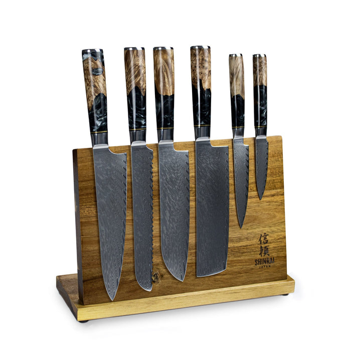 Shinrai Japan - Epoxy Onyx 6-delige Damascus Messenset