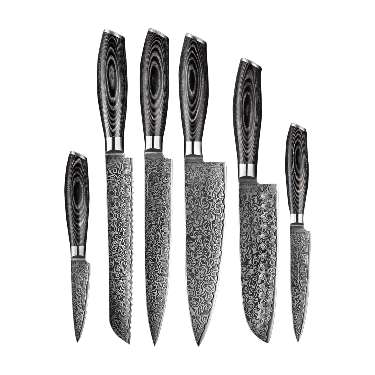 Shinrai Japan - Damast Pakka Wood 6-delige Damascus Messenset