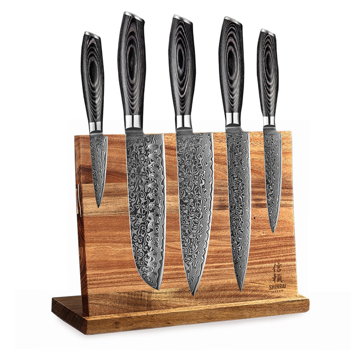Shinrai Japan - Damast Pakka Wood 6-delige Damascus Messenset