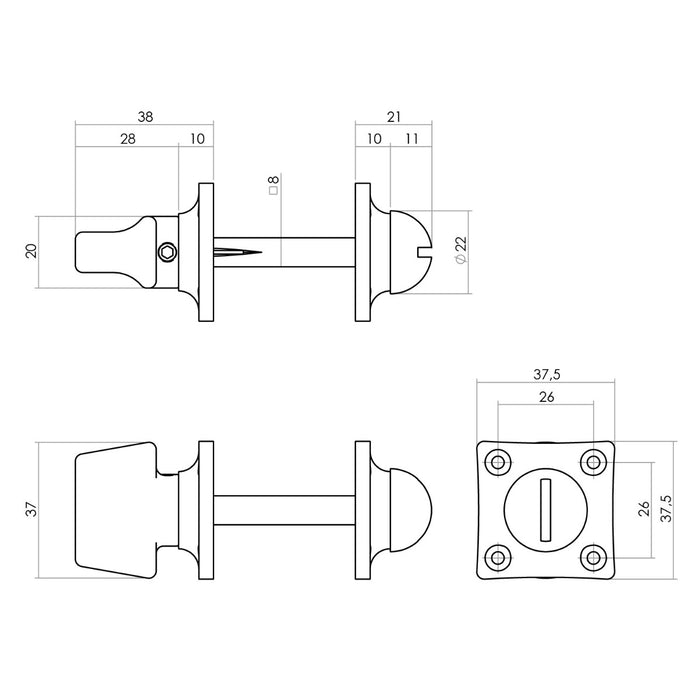 Intersteel Deurbeslag set toiletslot 63|8 rvs met deurkruk Ton basic