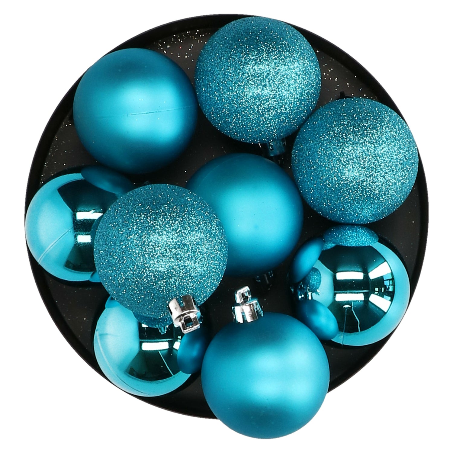 Atmosphera Kerstballen - 8st - kunststof - blauw-turquoise - 7cm