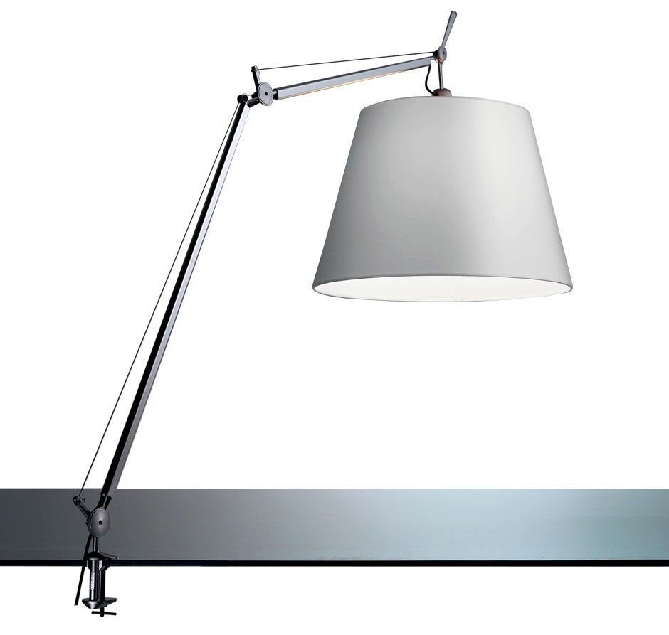 Tolomeo Mega klemlamp retrofit met dimmer 42cm grijs satijn