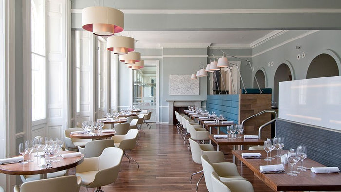 Artemide Tolomeo Mega klemlamp retrofit met schakelaar 42cm perkament