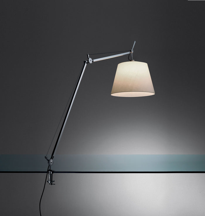 Tolomeo Mega klemlamp retrofit met dimmer 42cm perkament